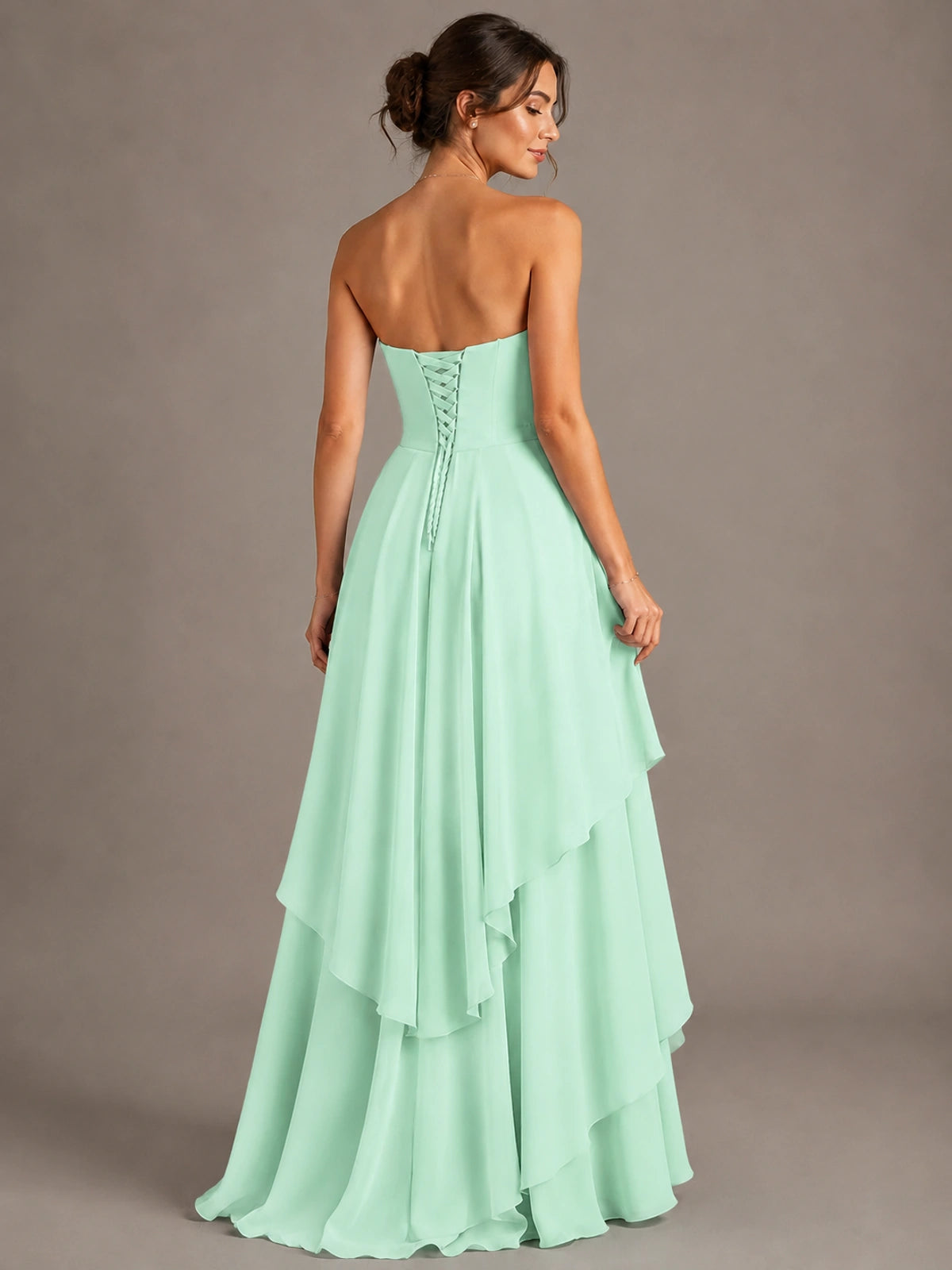 Strapless Ruffle A-Line Maxi Dress
