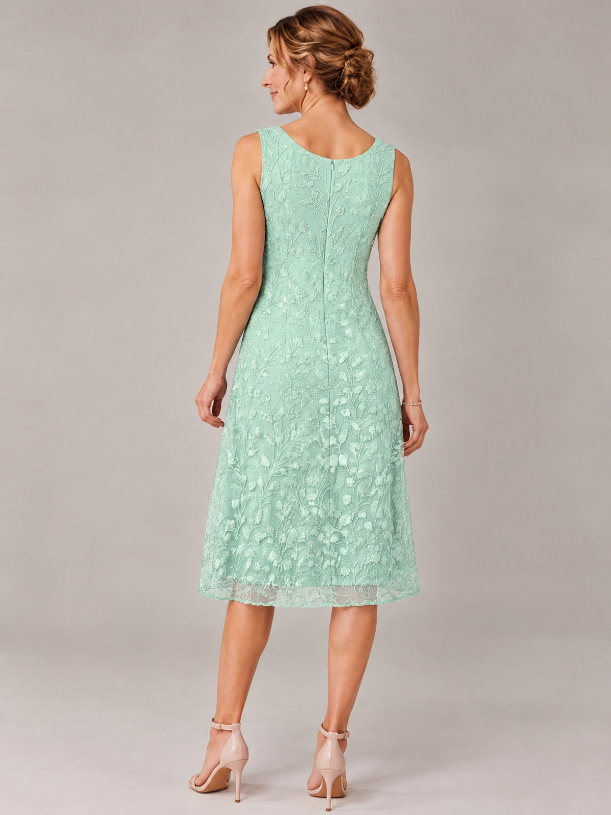 Tea Length Sequin Lace Mother of The Bride Dress with Chiffon Jacket