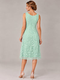 Tea Length Sequin Lace Mother of The Bride Dress with Chiffon Jacket