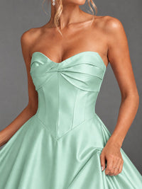 Sweetheart Neck Strapless Satin A-Line Prom Dress