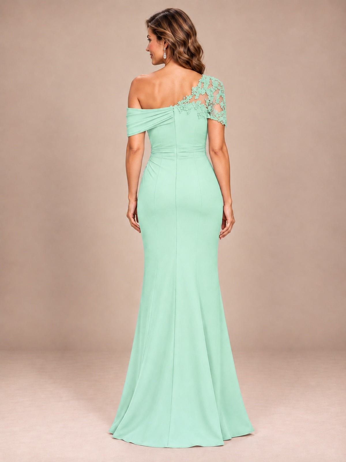 One Shoulder Chiffon Mother of The Bride Dress