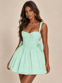 Sweetheart Glitter Tulle Puffy Mini Dress with Bow