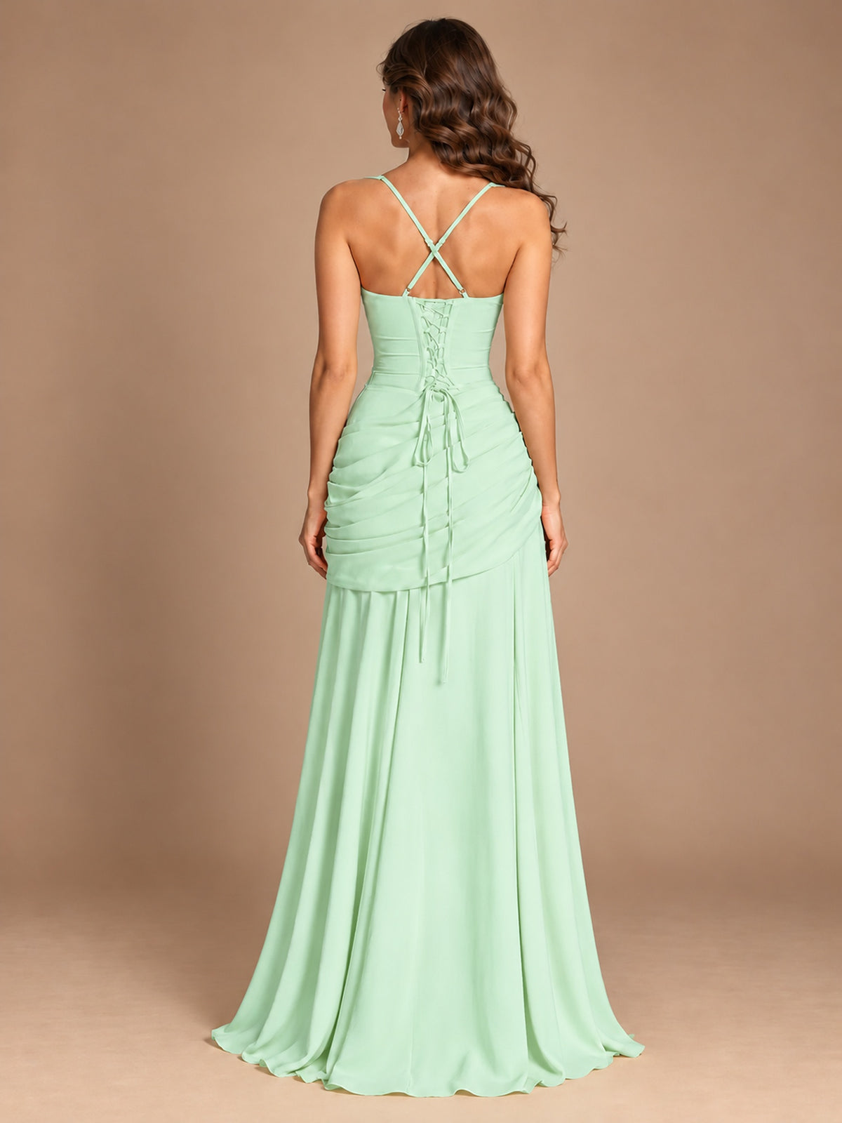 Butter Yellow Square Neck Ruched A-Line Prom Dress