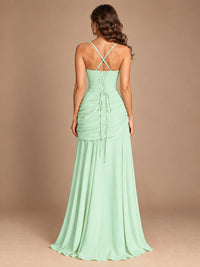 Butter Yellow Square Neck Ruched A-Line Prom Dress