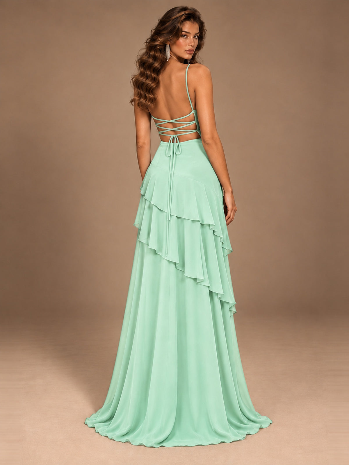 Sweetheart A-Line Ruffle Prom Dress with Spaghetti Straps