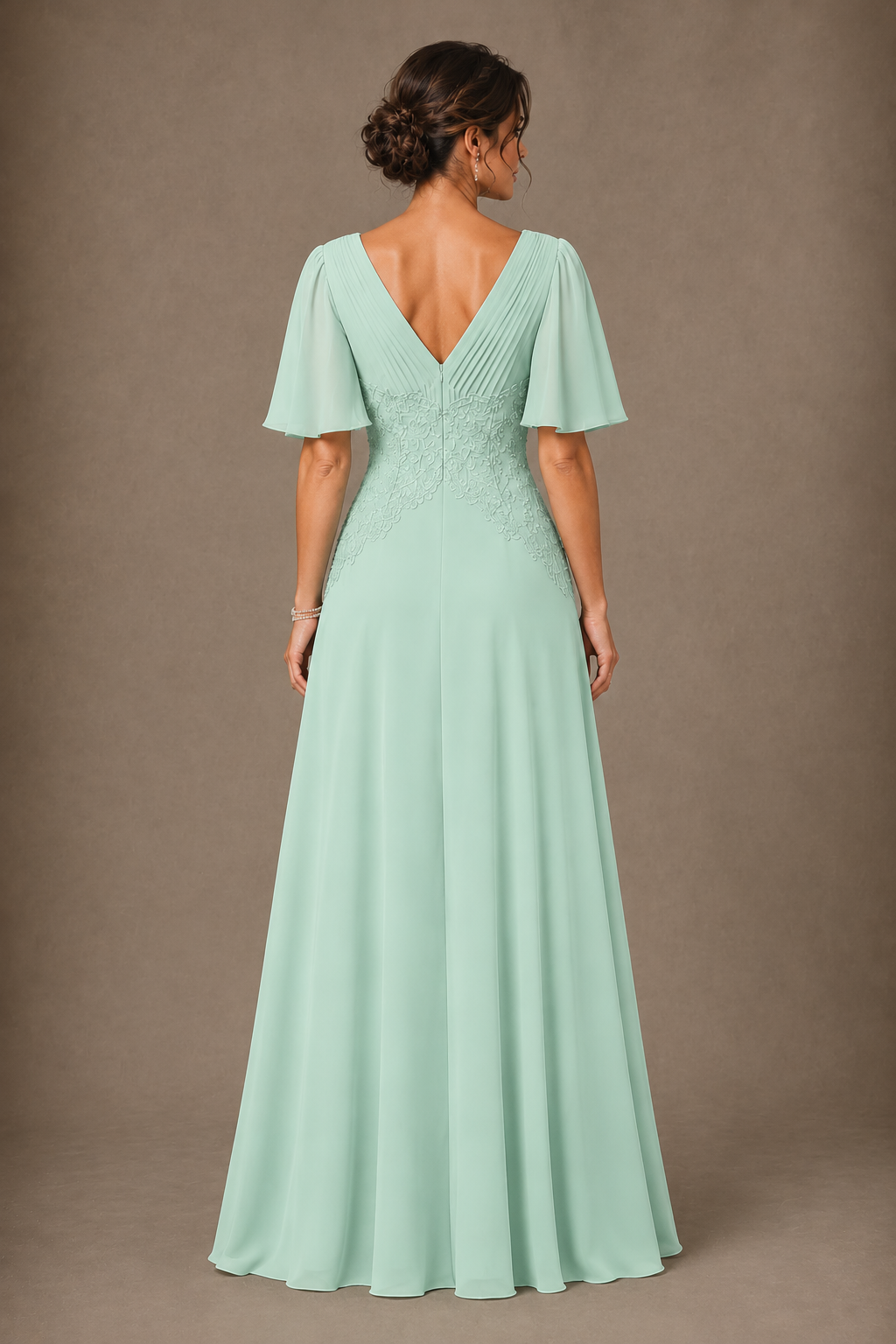 A-Line Chiffon Mother of the Bride Dress with Applique