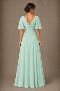 A-Line Chiffon Mother of the Bride Dress with Applique