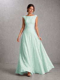 Blush Pink Lace Applique A-Line Bridesmaid Dress