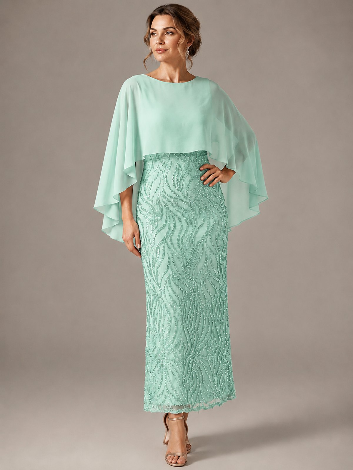 Light Blue Sequin 2 Pieces Mother of the Bride Dress