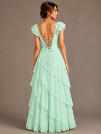 Ruffle Tiered V Neck Maxi Dress