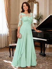 Lace Applique Wide-Leg Chiffon Mother of the Bride Jumpsuit