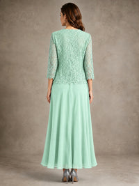2-Piece Chiffon Mother of the Bride Dress with Lace Jacket