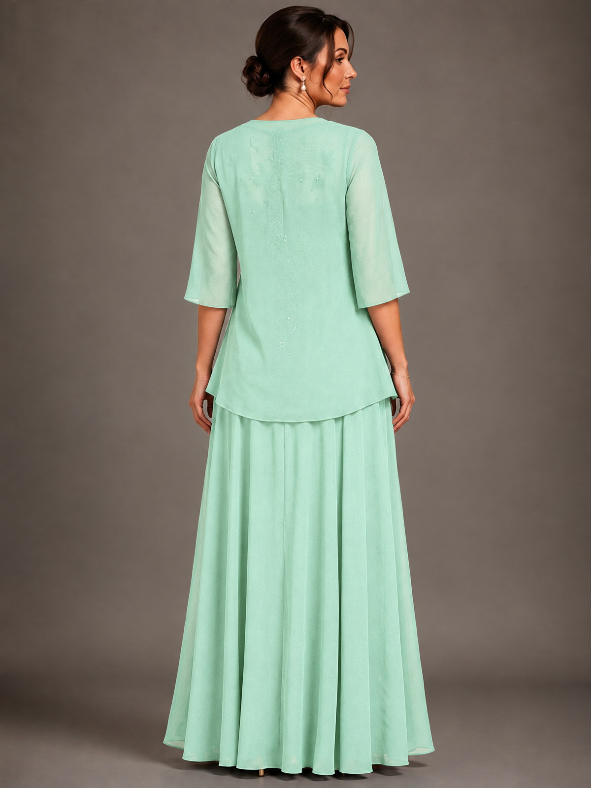 A-line 2 Pieces Chiffon Appliques Mother of The Bride Dresses with Jackets