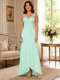 Elegant Chiffon Mother of the Bride Dress with Lace Applique and Cape Sleeves