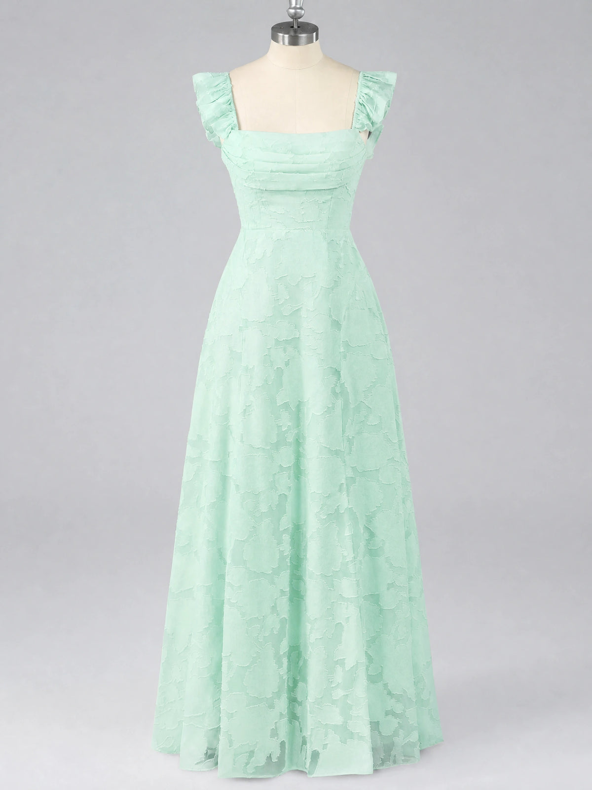 Jacquard Square Neck A-Line Maxi Dress