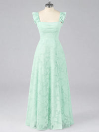 Jacquard Square Neck A-Line Maxi Dress