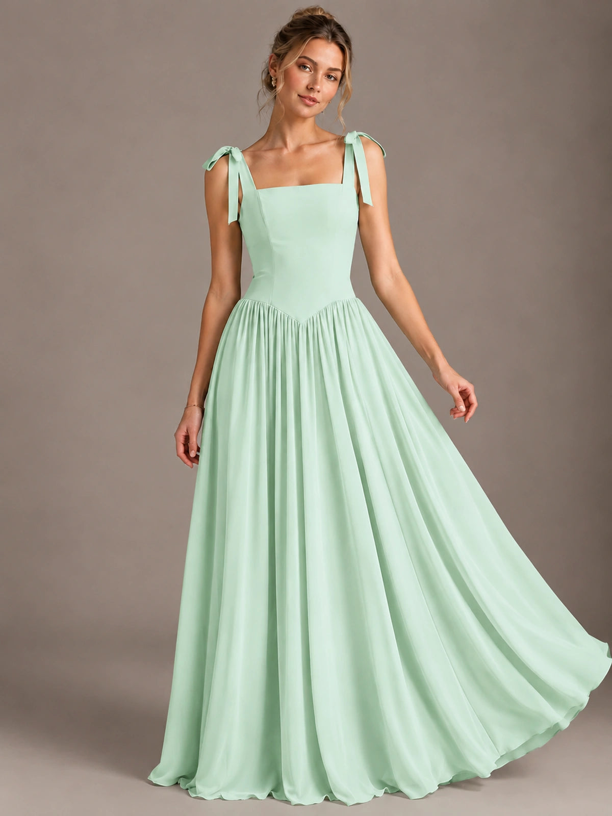 Square Neck A-Line Maxi Dress