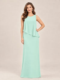 Cape Sleeve Mother of the Bride Dress with Asymmetrical Overlay