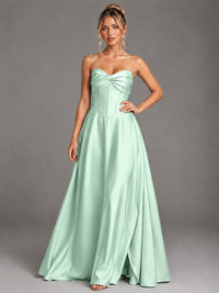 Sweetheart Neck Strapless Satin A-Line Prom Dress