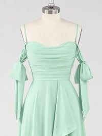 A-Line Ruffles Chiffon Bridesmaid Dress with Slit