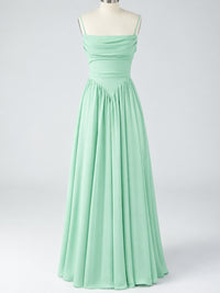 Spaghetti Strap Ruched Chiffon Maxi Dress with Backless