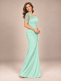 One Shoulder Chiffon Mother of The Bride Dress