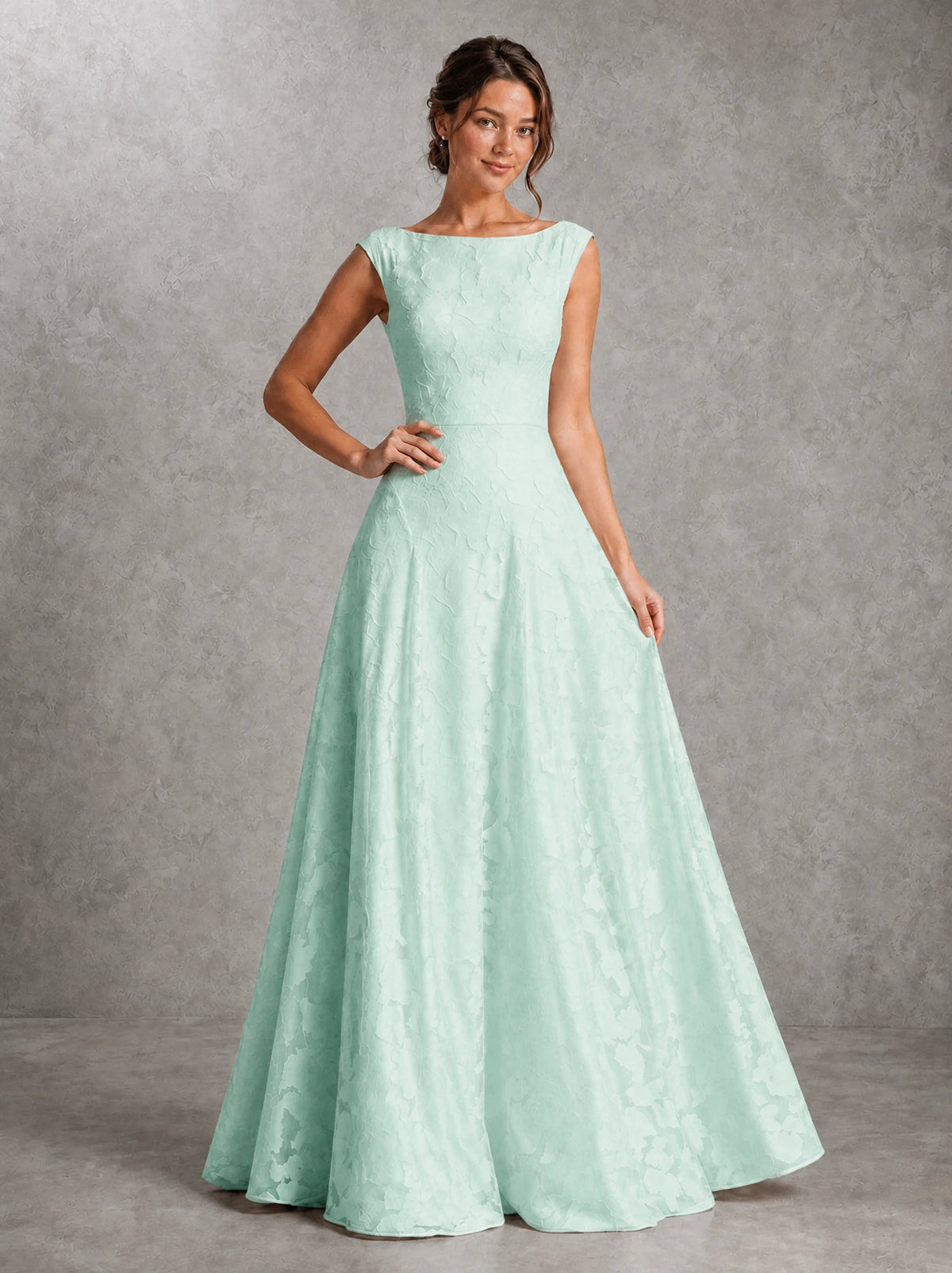 Blush Pink Lace Applique A-Line Bridesmaid Dress