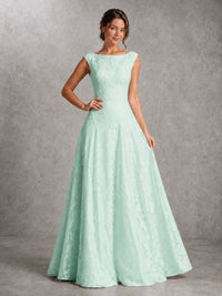 Blush Pink Lace Applique A-Line Bridesmaid Dress