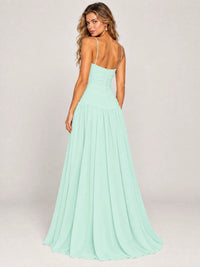 Butter Yellow Ruched Spaghetti Strap Drop-Waist Prom Dress