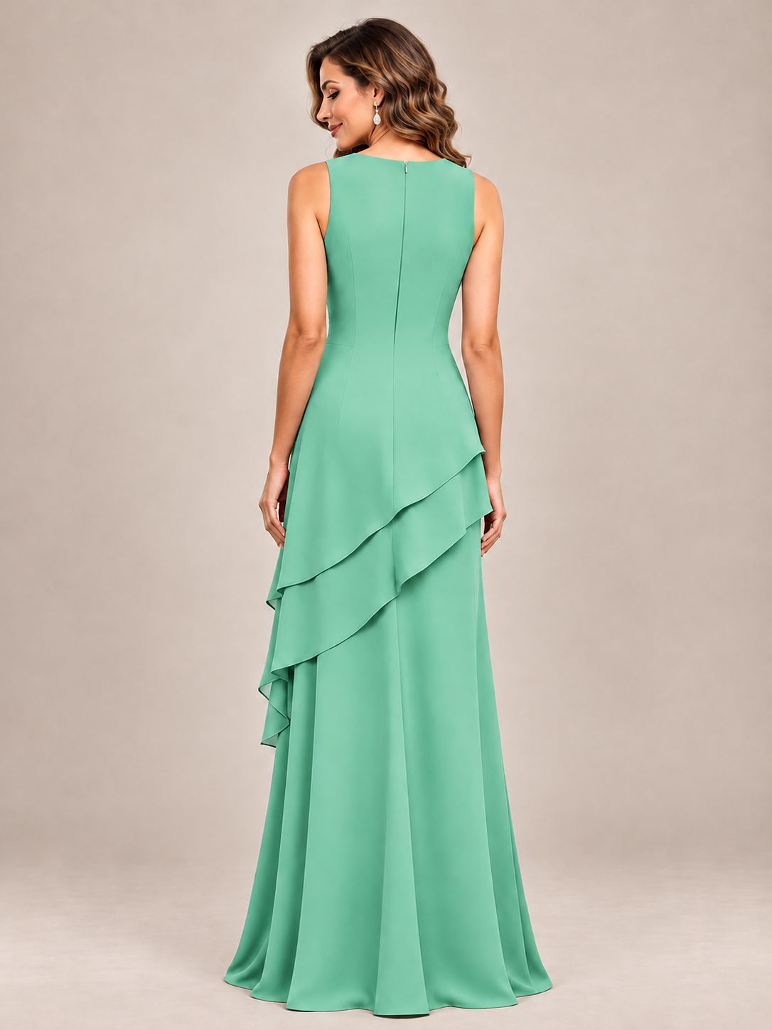 Dusty Blue Two-Piece Chiffon Mother of the Bride Dress with Jacket