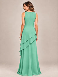 Dusty Blue Two-Piece Chiffon Mother of the Bride Dress with Jacket