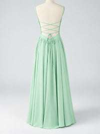 Spaghetti Strap Ruched Chiffon Maxi Dress with Backless