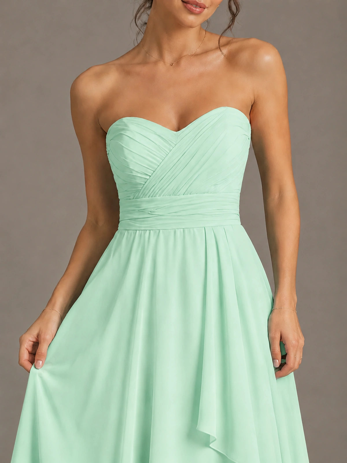 Strapless Ruffle A-Line Maxi Dress