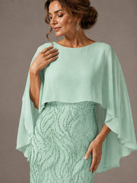 Light Blue Sequin 2 Pieces Mother of the Bride Dress