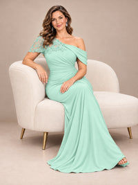One Shoulder Chiffon Mother of The Bride Dress