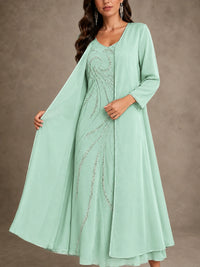 Sequin Chiffon Mother of the Bride Dress with Jacket