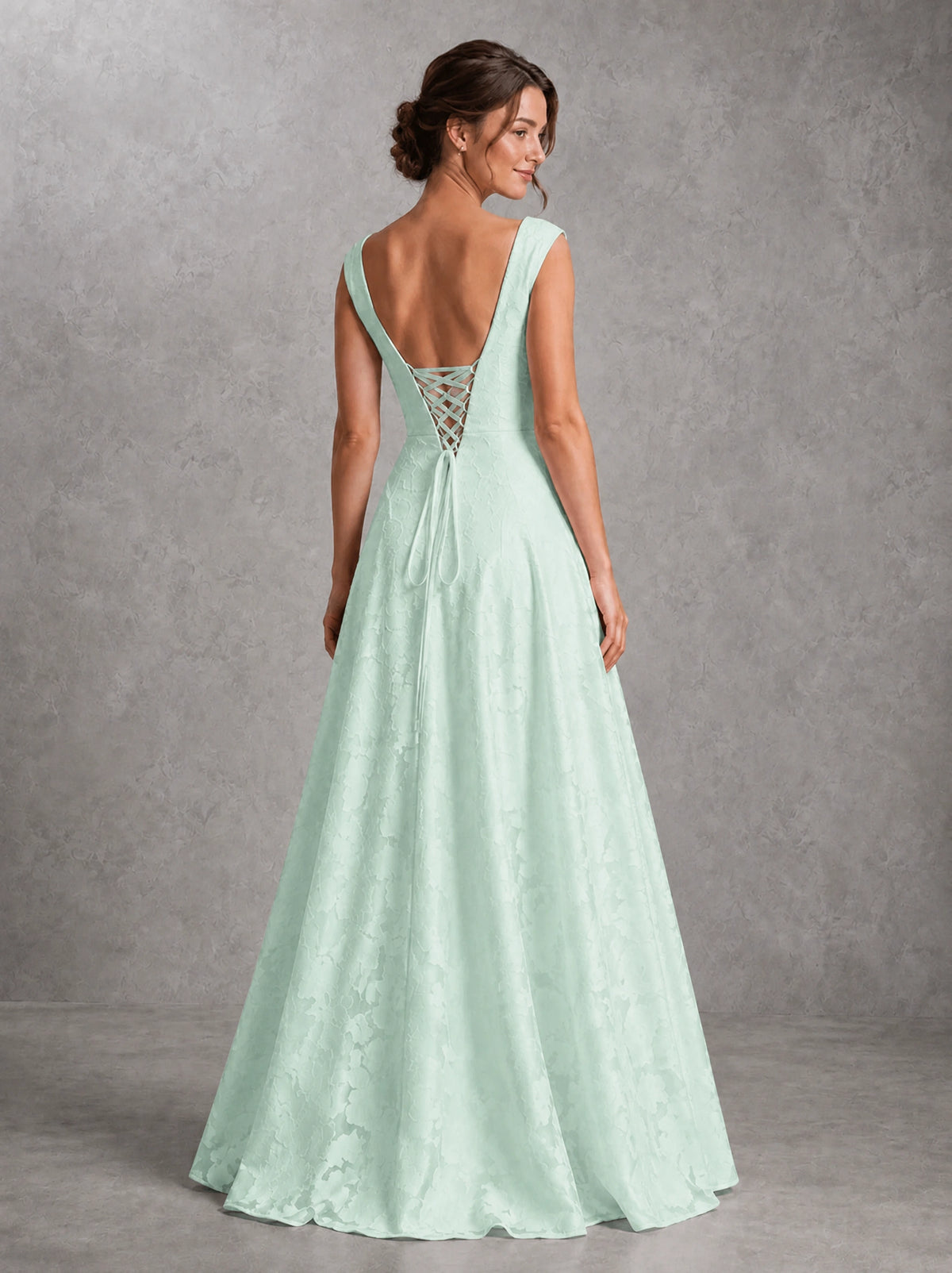 Blush Pink Lace Applique A-Line Bridesmaid Dress