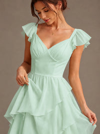 Ruffle Tiered V Neck Maxi Dress
