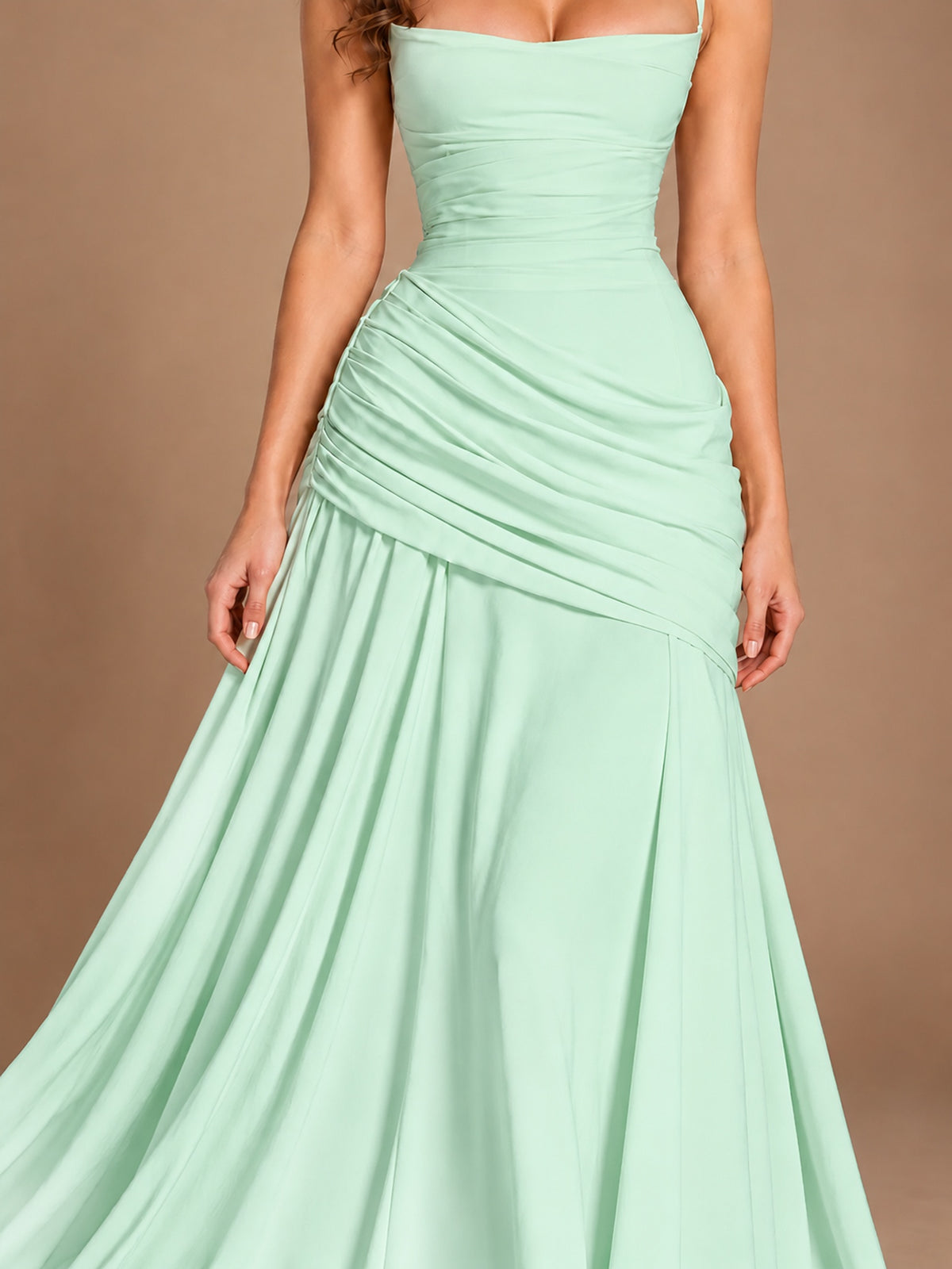 Butter Yellow Square Neck Ruched A-Line Prom Dress