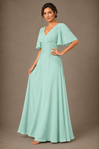 A-Line Chiffon Mother of the Bride Dress with Applique