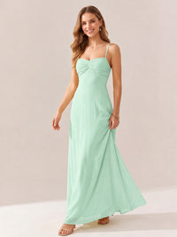 JOVELLEE Yellow Sweetheart Ruched Bust Chiffon Maxi Dress