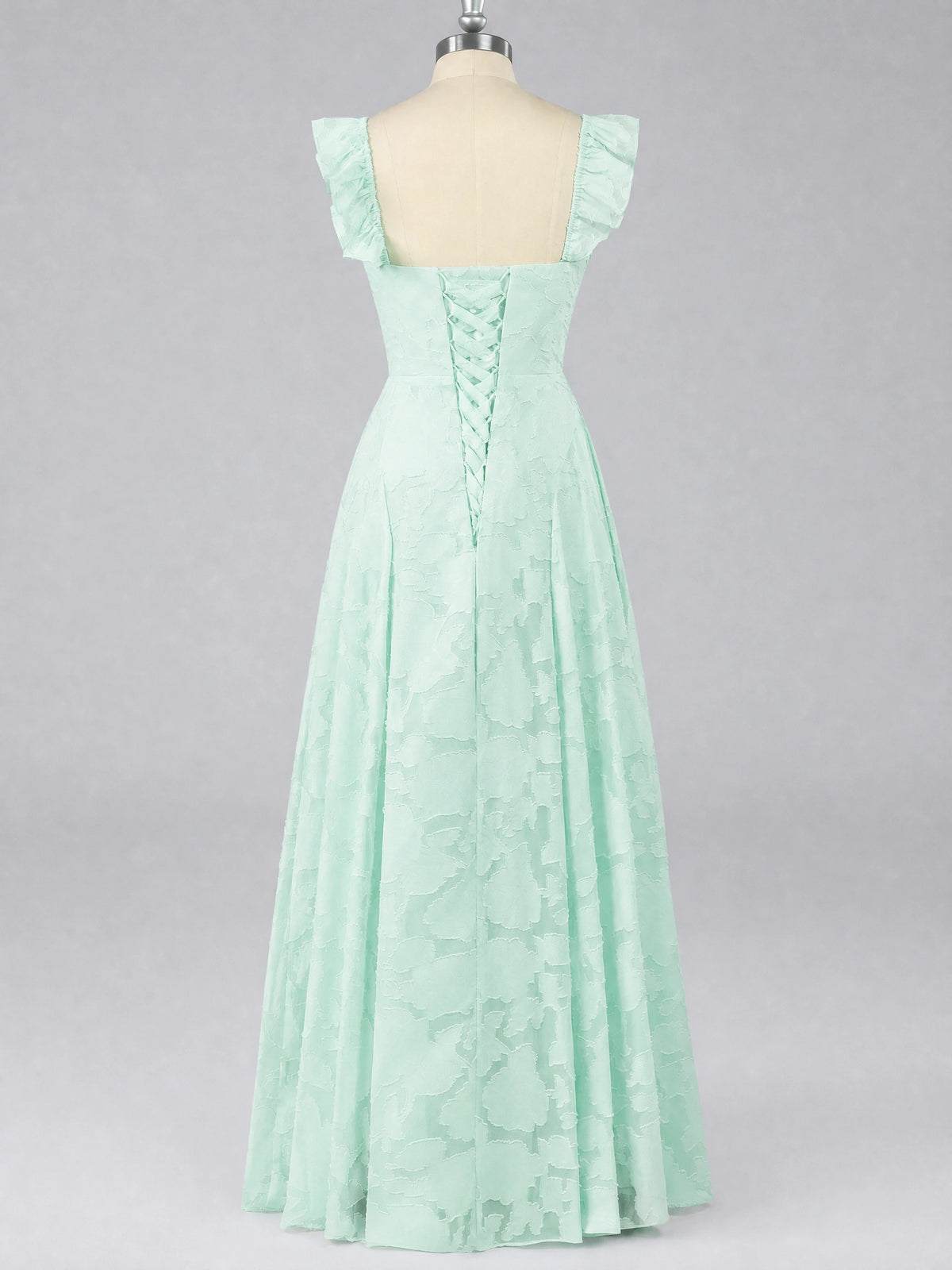 Jacquard Square Neck A-Line Maxi Dress