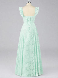 Jacquard Square Neck A-Line Maxi Dress