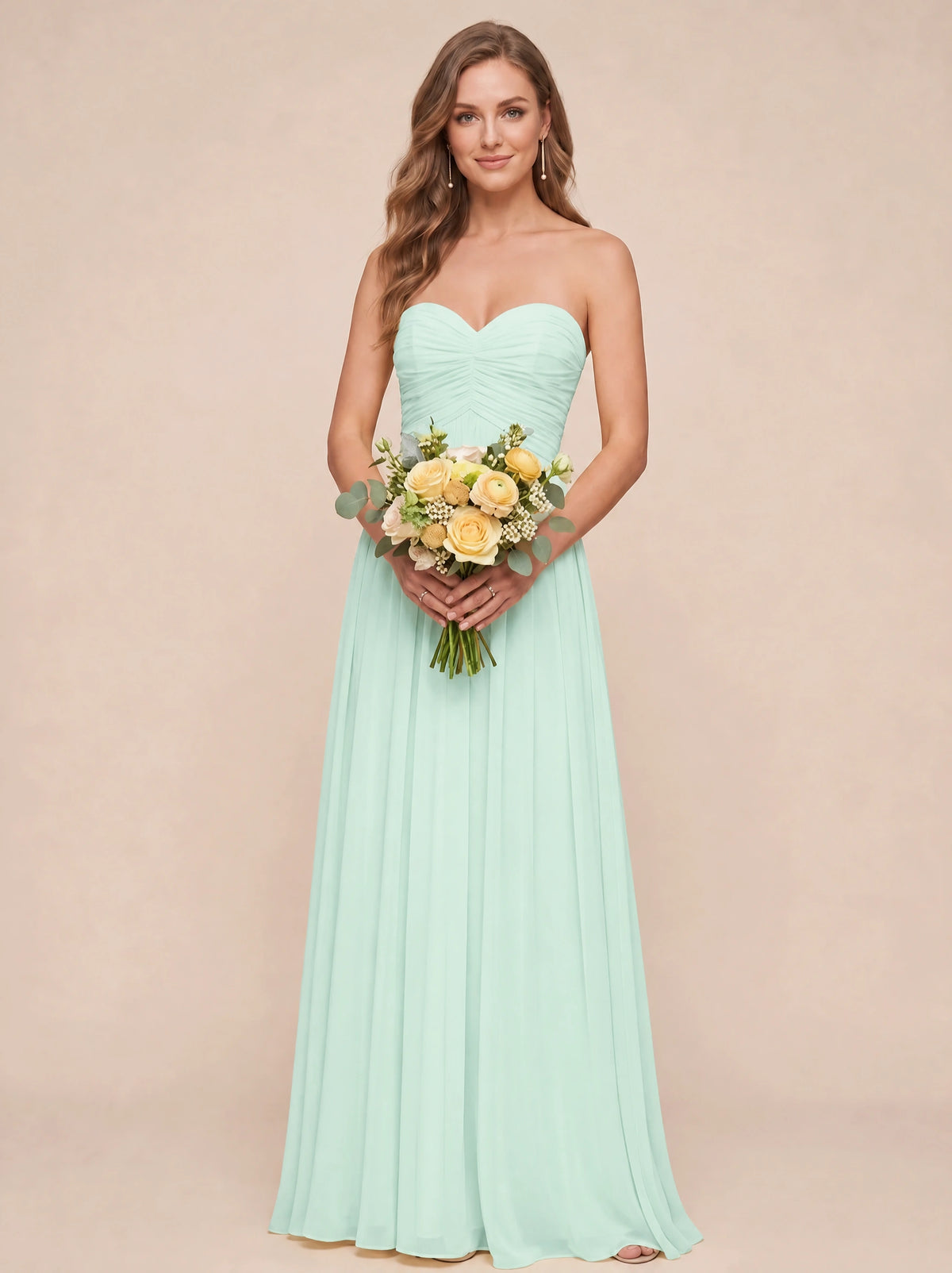 Strapless Pleated Chiffon A-Line Bridesmaid Dress