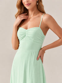 JOVELLEE Yellow Sweetheart Ruched Bust Chiffon Maxi Dress