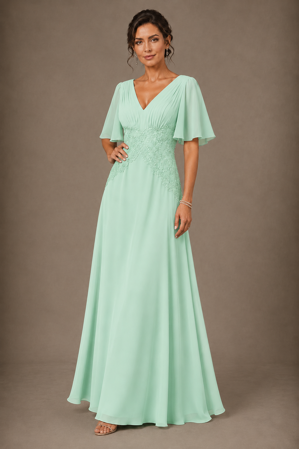 A-Line Chiffon Mother of the Bride Dress with Applique