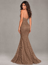 Strapless Corset Mermaid Prom Dress Lace Appliqué Formal Gown