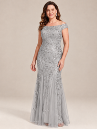 Elegant Off the Shoulder Sequin Mermaid Mother of The Bride Dress