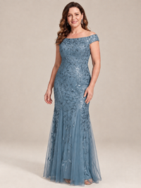 Elegant Off the Shoulder Sequin Mermaid Mother of The Bride Dress