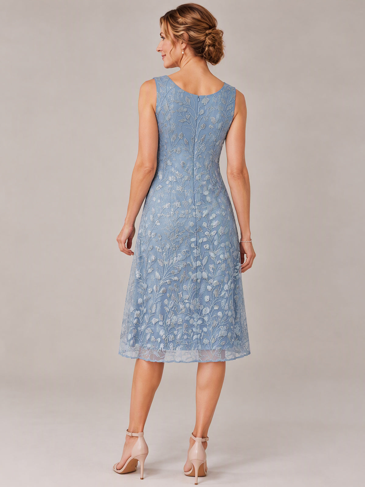 Tea Length Sequin Lace Mother of The Bride Dress with Chiffon Jacket